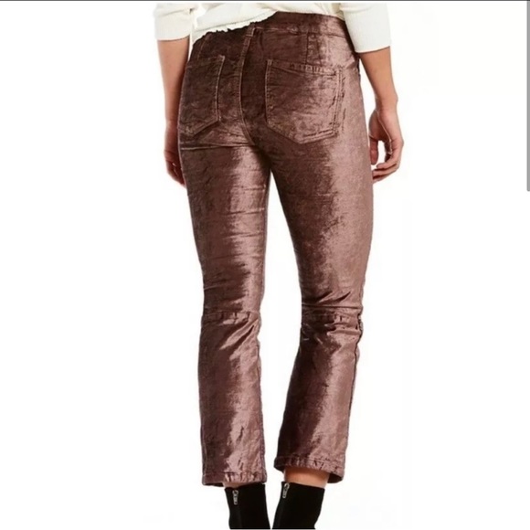 Free People Taupe Brown Velvet Cropped Flare Pants Size 24 Bohemian 90’s Y2K - Picture 2 of 15